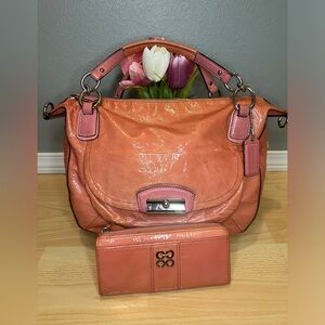 Coach Kristin Salmon Pink Shoulder Bag and Wallet
